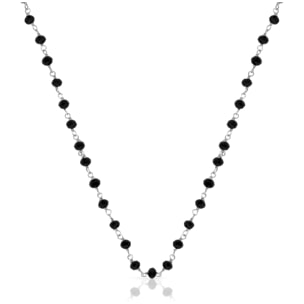 Cadena de Plata de Ley 925 con cuentas en circonita negra natural.