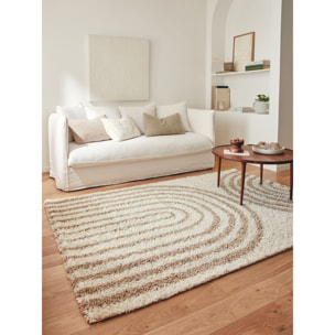 OLYMPE - Tapis shagy à poils long à motif arc - Beige