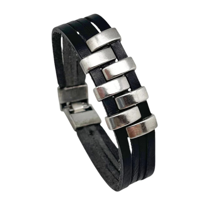 Pulsera Escala en cuero negro