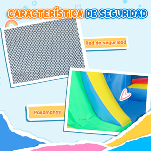 Castillo Hinchable con Soplador 5 en 1 Parque Acuático Hinchable para Niños con Tobogán Piscina Diana y Canasta para Exterior Interior 385x290x180 cm