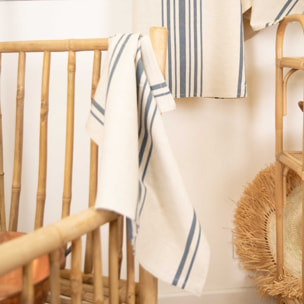 Torchon de cuisine polylin à rayures - Bleu Foncé