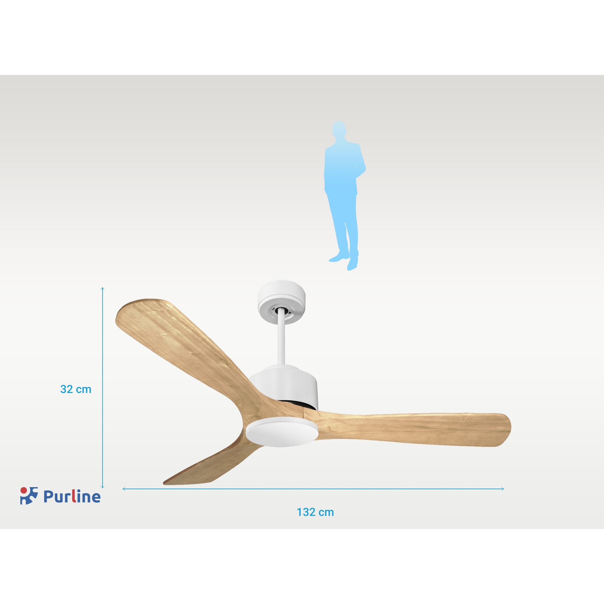 Ventilateur de plafond ø132 cm avec Wifi Réversible Hypersilence 40   W Blanc