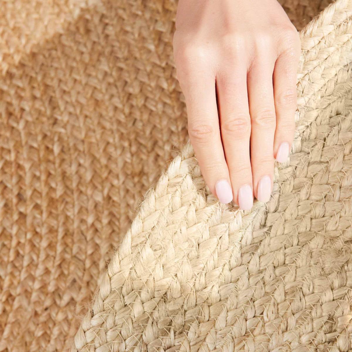 Tapis rond, motif simple authentique, voxa, jute tissé à la main