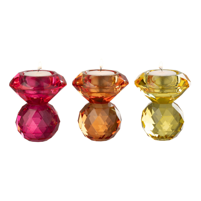J-Line bougeoir - verre - mix - 3 pièces