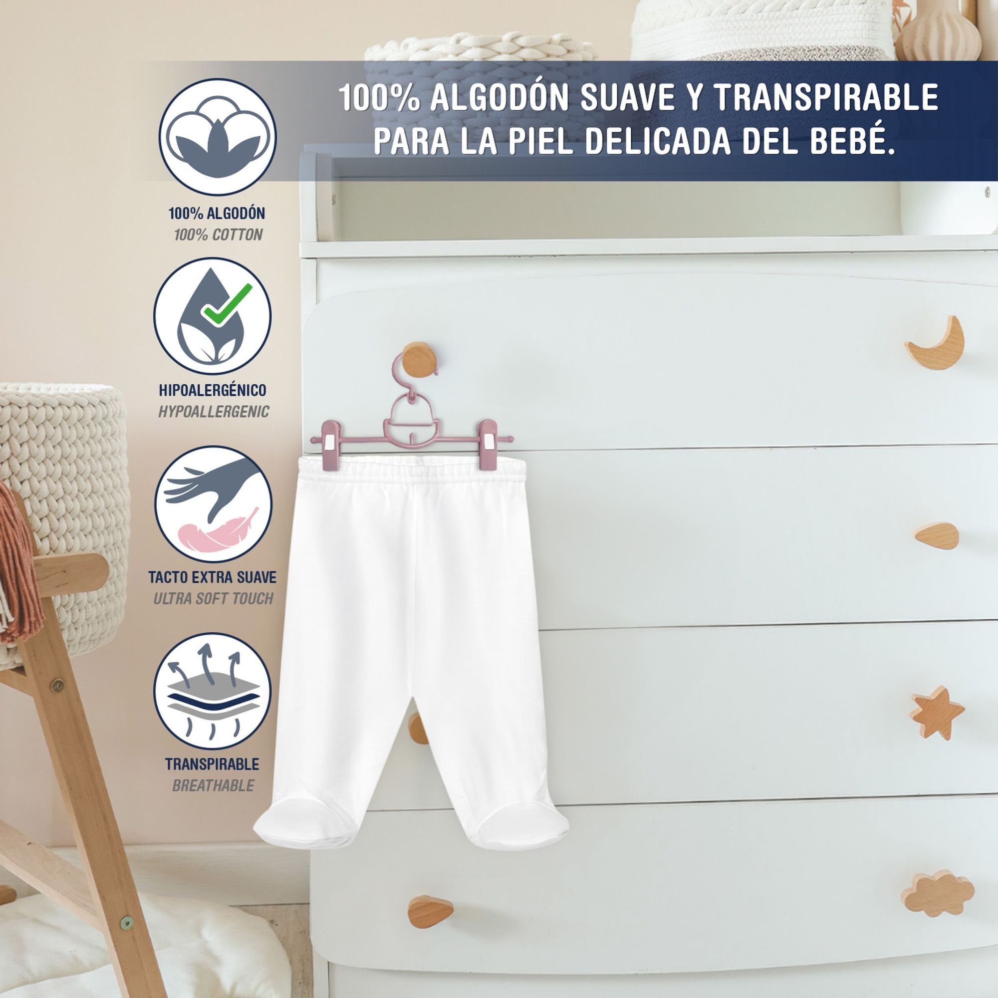 Polaina bebé algodón con pies invierno