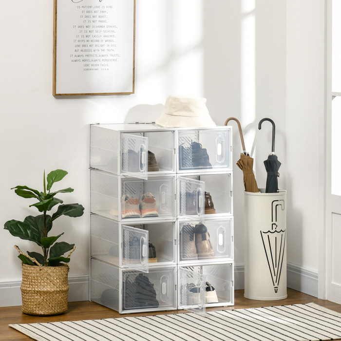 Étagère cube modulable - 8 cubes - meuble à chaussures - PP blanc transparent
