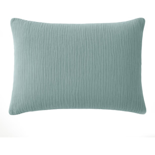 Paire de Taies d'oreiller gaze de coton lavé bleu givrée