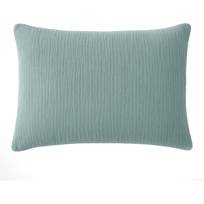 Paire de Taies d'oreiller gaze de coton lavé bleu givrée