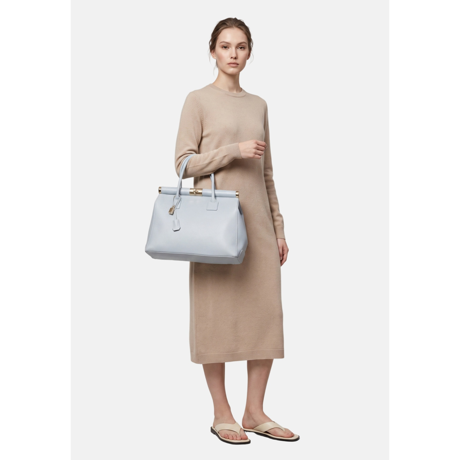Borsa a mano da donna - Modello Aleria - Vera pelle - 35.0 x 26.0 x 16.0 cm