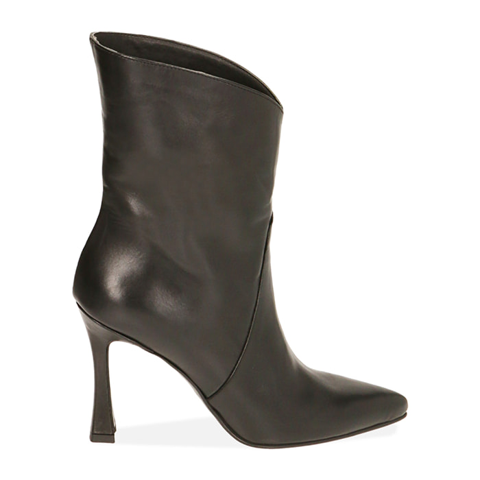 Ankle boots neri in pelle, tacco 10 cm