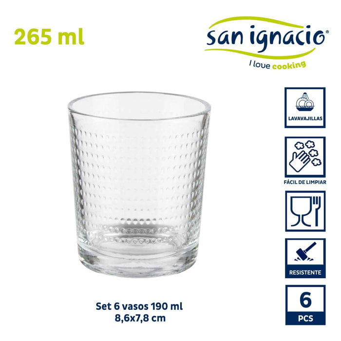 Set 6 vasos 265ml puntos nilo colección vivalto