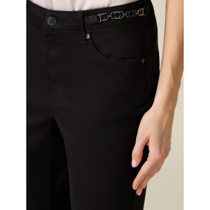 Oltre - Pantaloni skinny con catena metallica - Nero