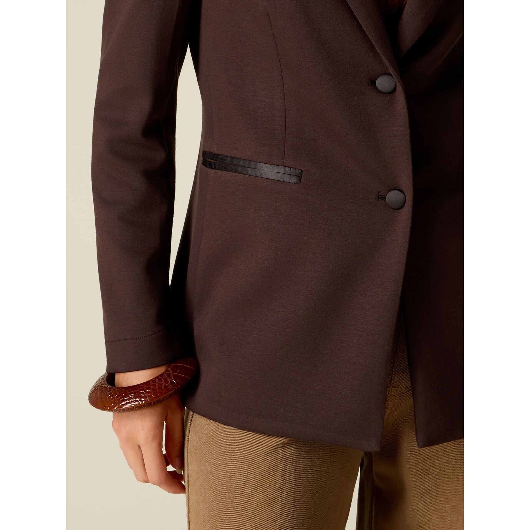 Oltre - Blazer in jersey scuba - Marrone