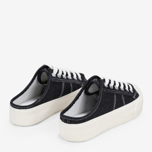 Zapatillas destalonadas negras denim con cordones