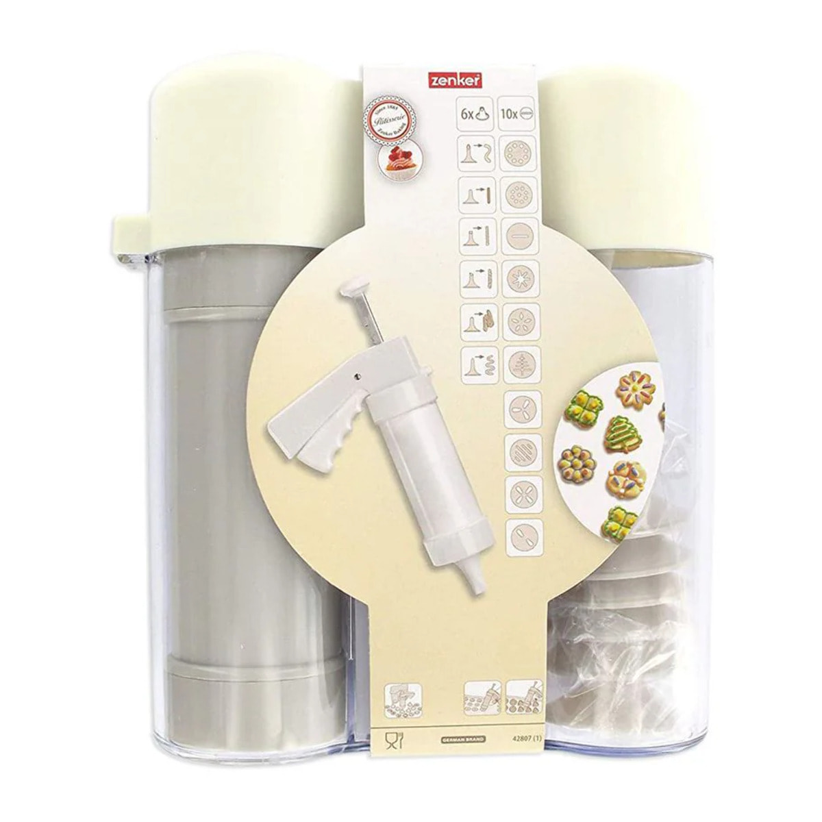 Presse-biscuit et 6 embouts et 10 disques de motifs Zenker Smart Pastry