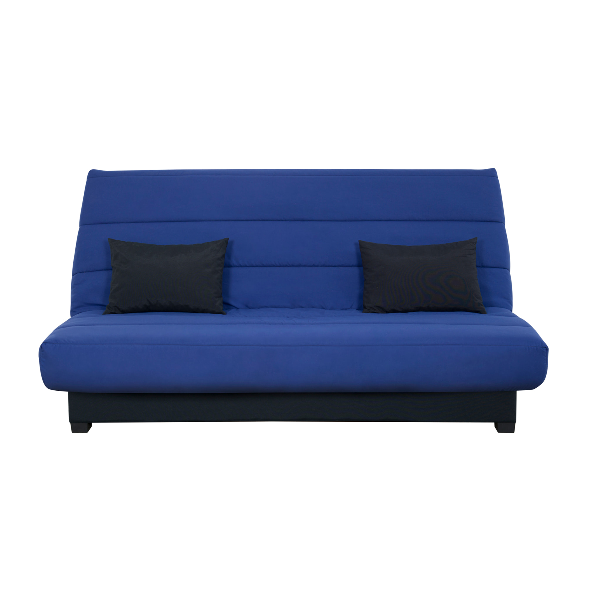 Canapé convertible Olivia, matelas Simmons, 130 x 190 cm, 2 coussins offerts, marine
