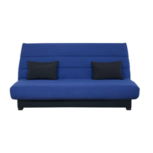 Canapé convertible Olivia, matelas Simmons, 130 x 190 cm, 2 coussins offerts, marine