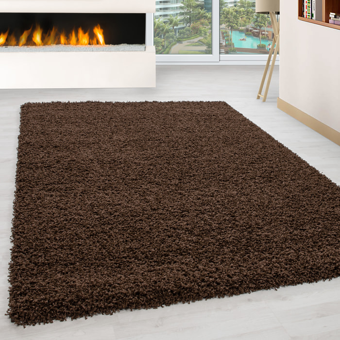 OTTAWA - Tapis rond shaggy uni Marron