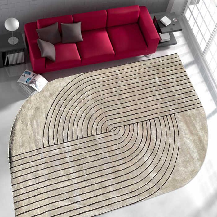 Tapis salon et chambre fait à la main en tencel motif rond GEDA