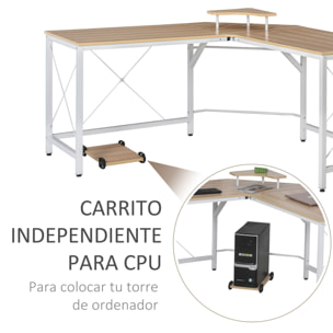 Mesa de Computadora Forma de L con Soporte 150x150x76cm