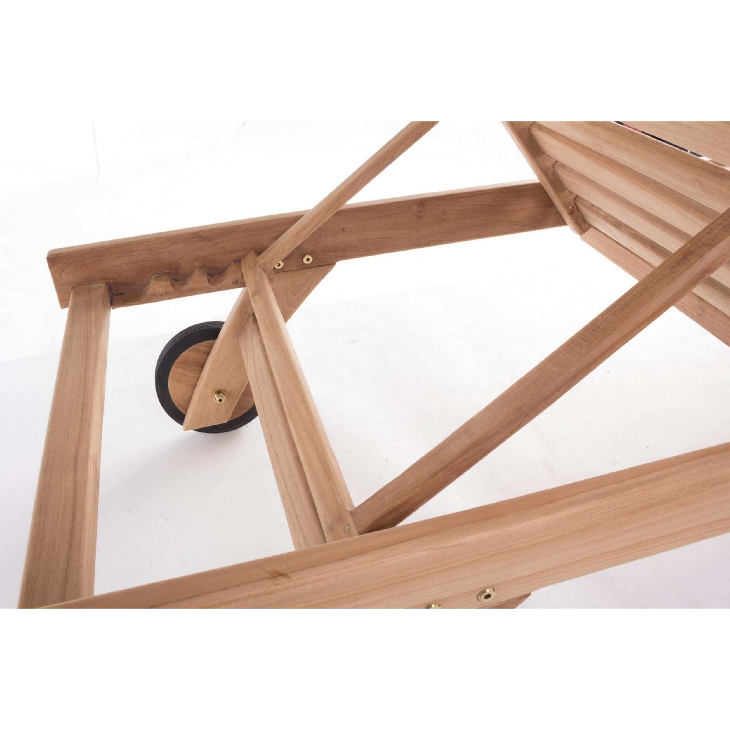 Lettino prendisole GALILEA in legno teak, reclinabile e con ruote