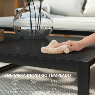 Conjunto de Jardín Exterior 4 Piezas de Ratán Sintético Muebles Jardín Exterior con 2 Sillones 1 Sofá de 2 Plazas y Mesa de Centro con Tablero de Vidrio Templado Natural y Crema