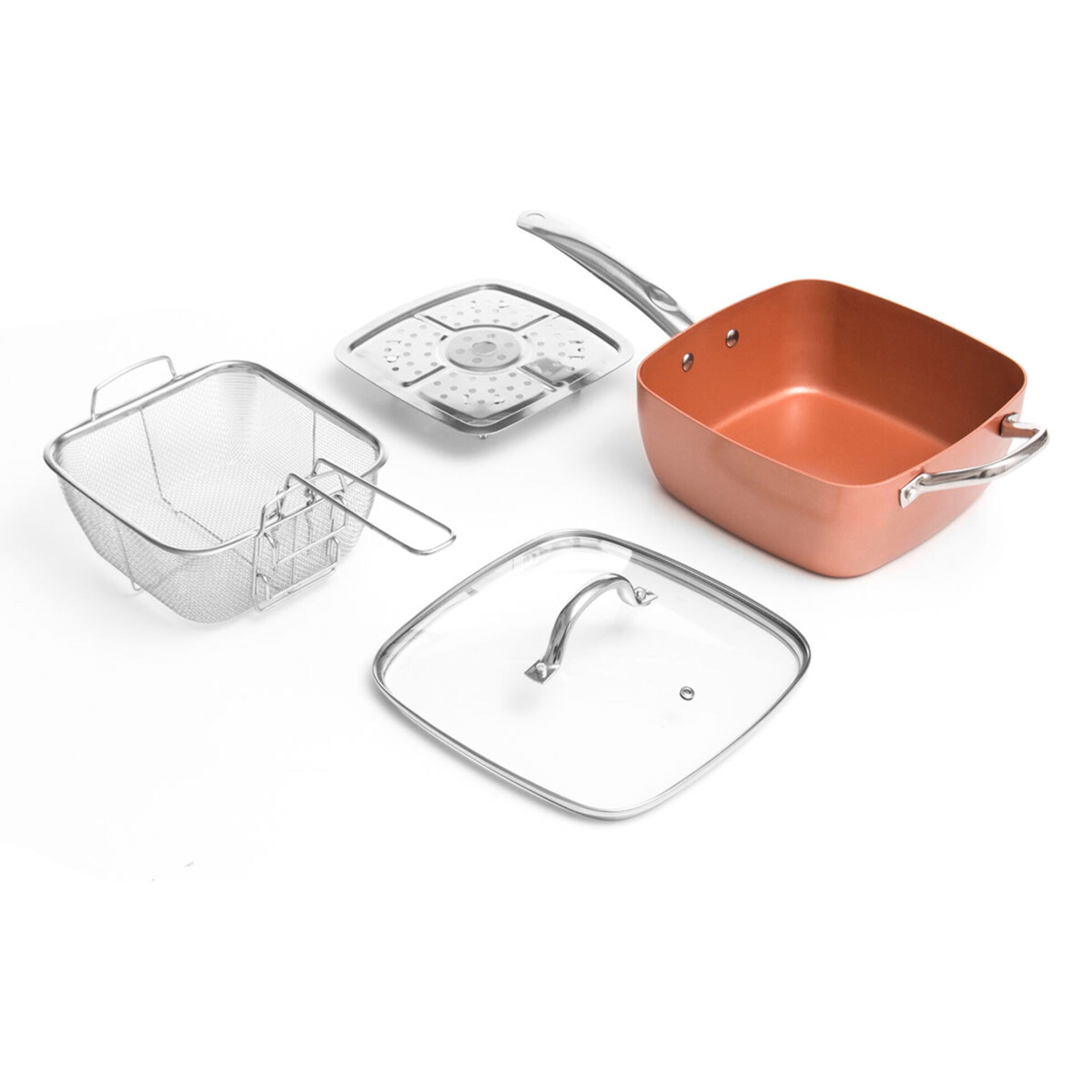 Set di Padelle Multiuso 5 in 1 Copper Coppans InnovaGoods 4 Pezzi