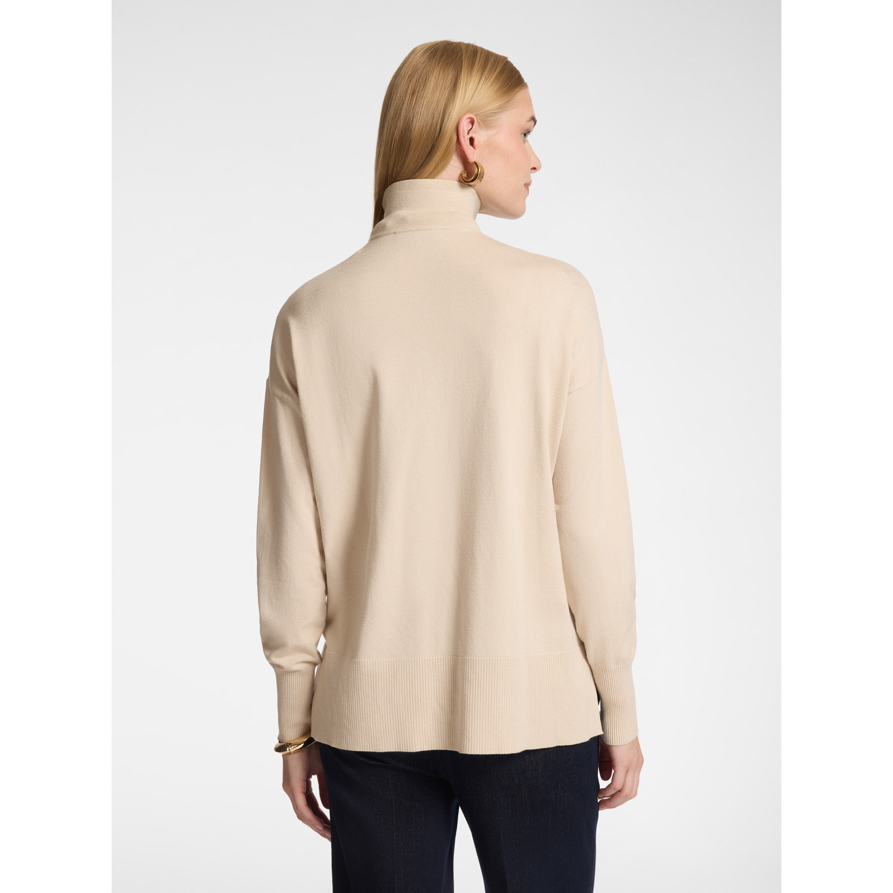 Elena Mirò - Maglia polo in viscosa con bottoni gioiello - Beige