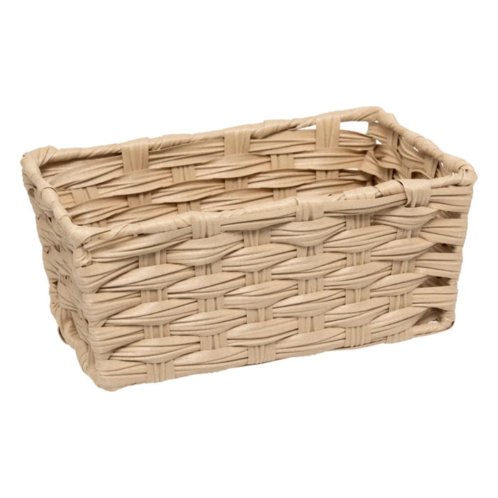 Panier "Tresse"effet bois naturel 3L