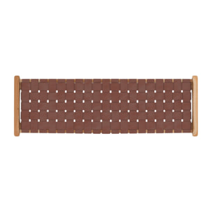 Banc Kuna 120 cm en cuir tressé marron