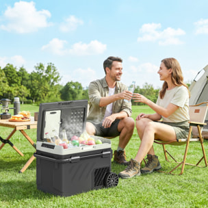 Glacière électrique portable 40L compresseur 2 zones poignée télescopique noir