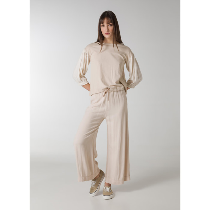 DEHA - Pantalone CREPE TRIMS CROP PANTS in Viscosa per donna