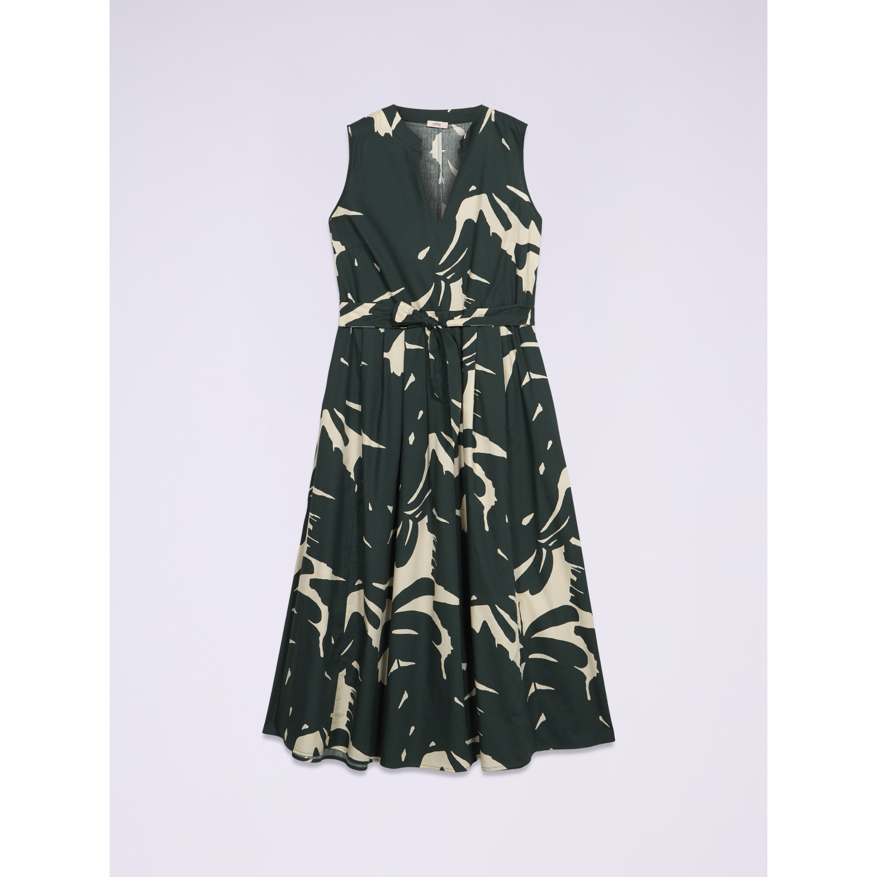 Oltre - Vestido midi evasé de popelina - Verde