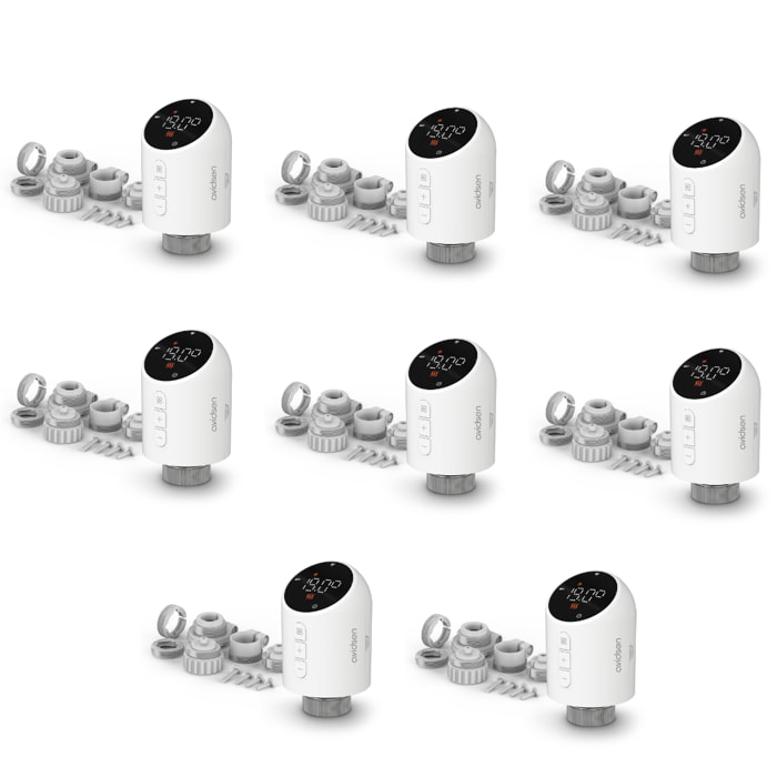 Lot de 8 vannes thermostatiques connectées HomeFlow TRV de chez Avidsen