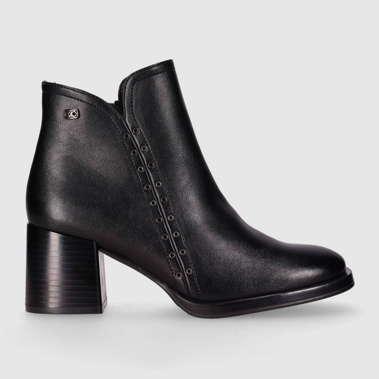 Botines de Piel Sintética - Negro - Tacón: 6 cm