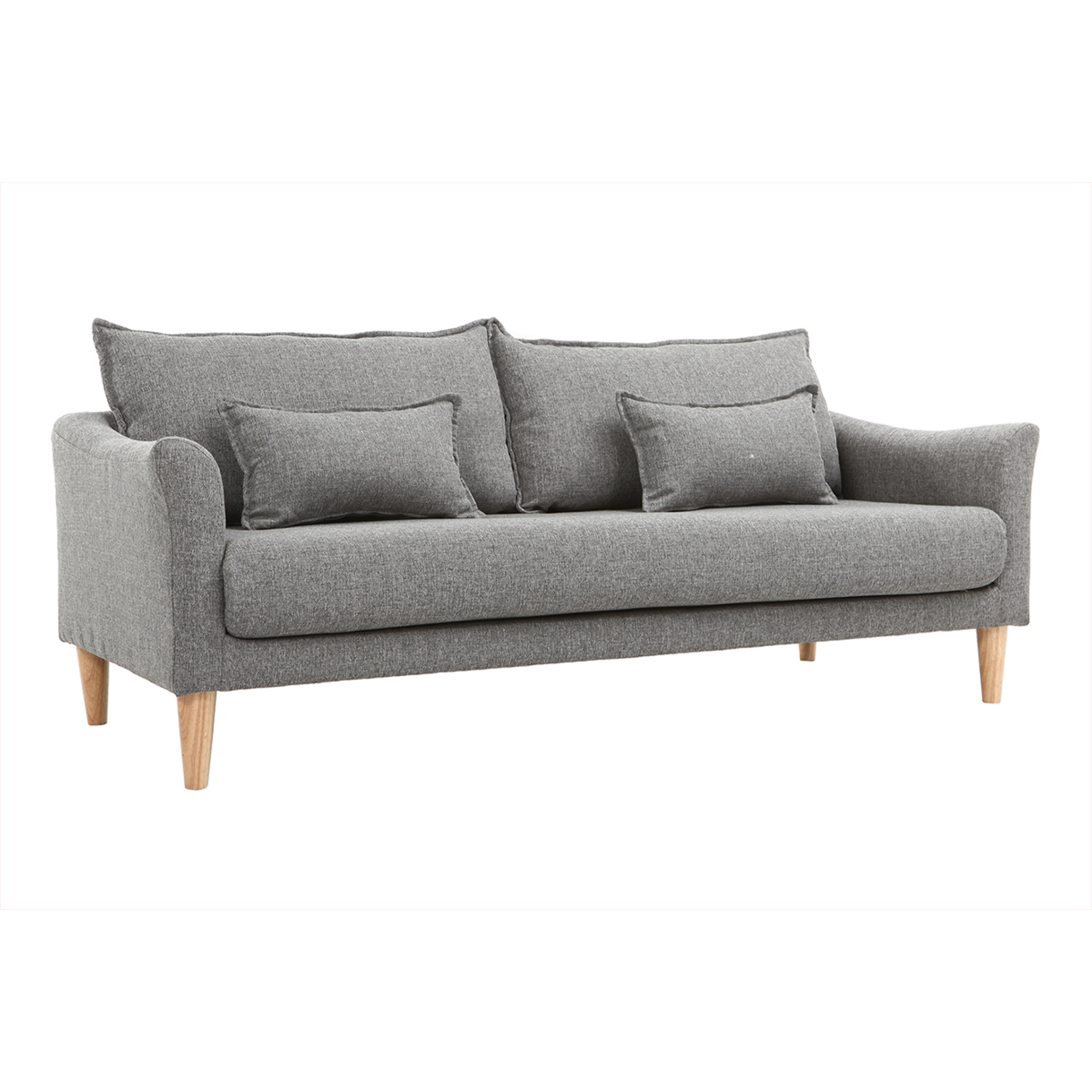 Canapé scandinave 3 places en tissu gris et bois clair KATE