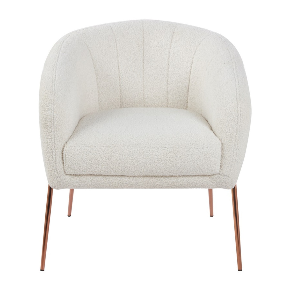 Poltrona in tessuto teddy crema con gambe metallo - Cloud