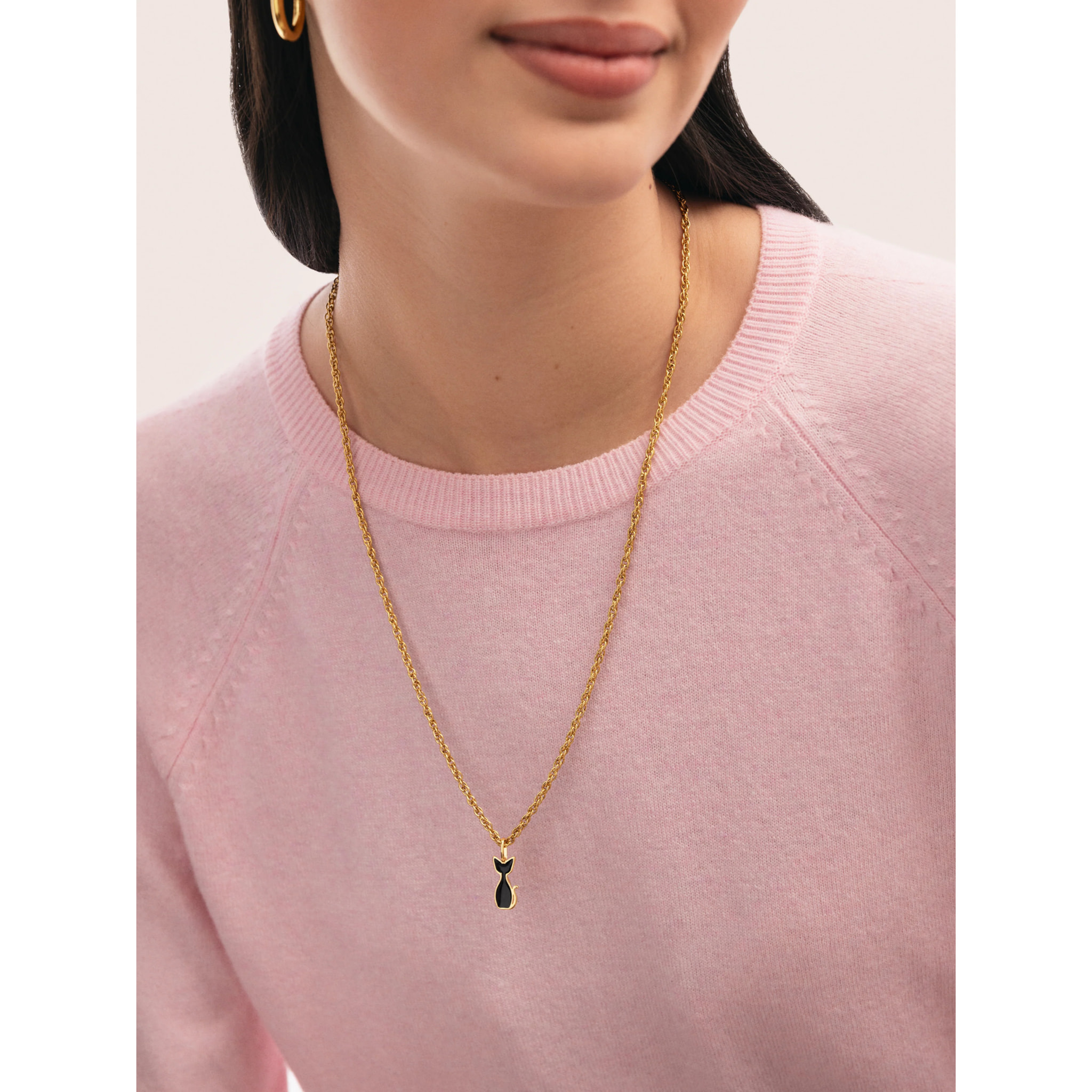 Charm Salem Gato Enamel Black Placcato Oro