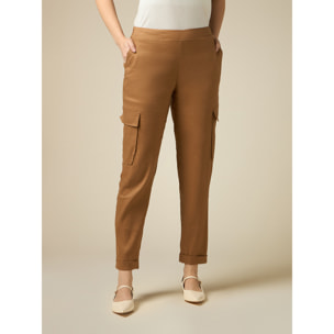 Oltre - Pantaloni cargo misto lino - Marrone