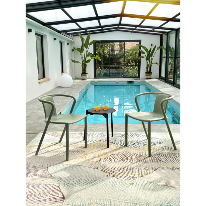 DIEGO - Fauteuil de jardin empilable en Polypropylène vert olive