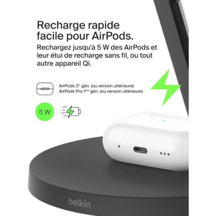 Chargeur induction BELKIN 15W Boost Charge Pro 3en1 Qi2 Noir
