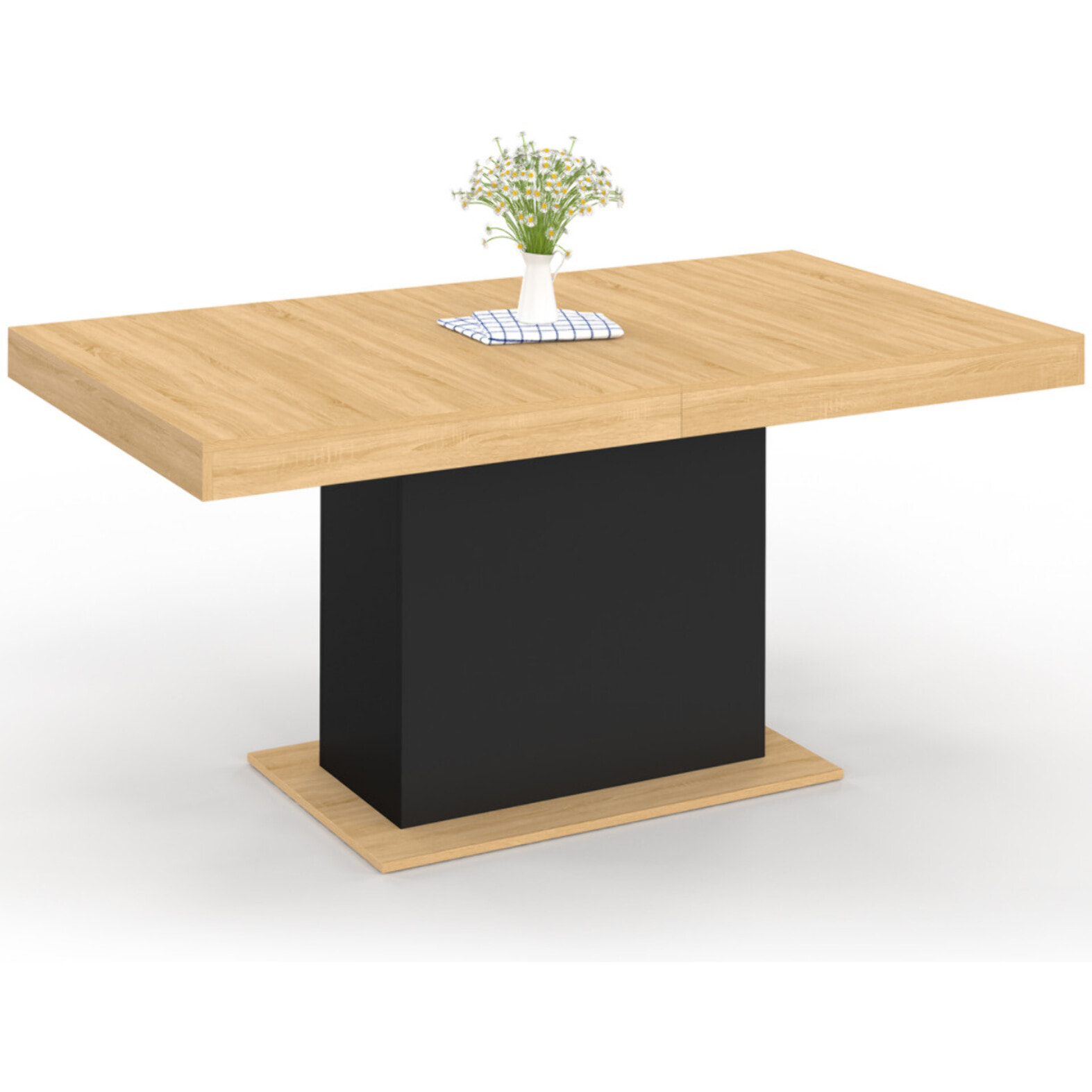 Table à manger extensible Tania bois et noir 160-200cm