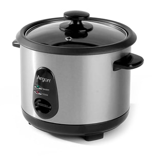 Olla arrocera eléctrica de acero inoxidable. Con 1L de capacidad y 400W de potencia.