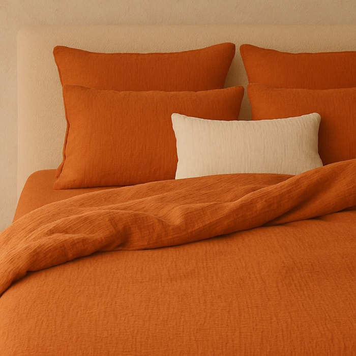 Paire de Taies d'oreiller coton safran mineral, safran