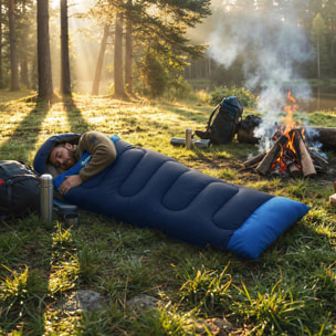 Saco de Dormir Adulto, Ligero y Compacto, para 3 Estaciones, Impermeable, Saco de Dormir Rectangular Plegable Portátil, Tamaño Pequeño, para Acampar, Senderismo, Viaje al Aire Libre, Azul