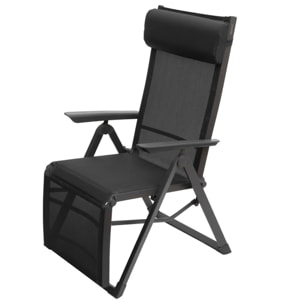 Fauteuil de jardin inclinable "Decima" anthracite & graphite 8 positions en aluminium traité époxy