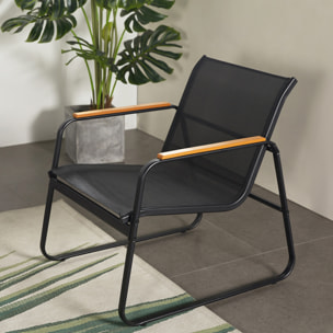 SPRING Salon de jardin 4 places en toile de polyester noir