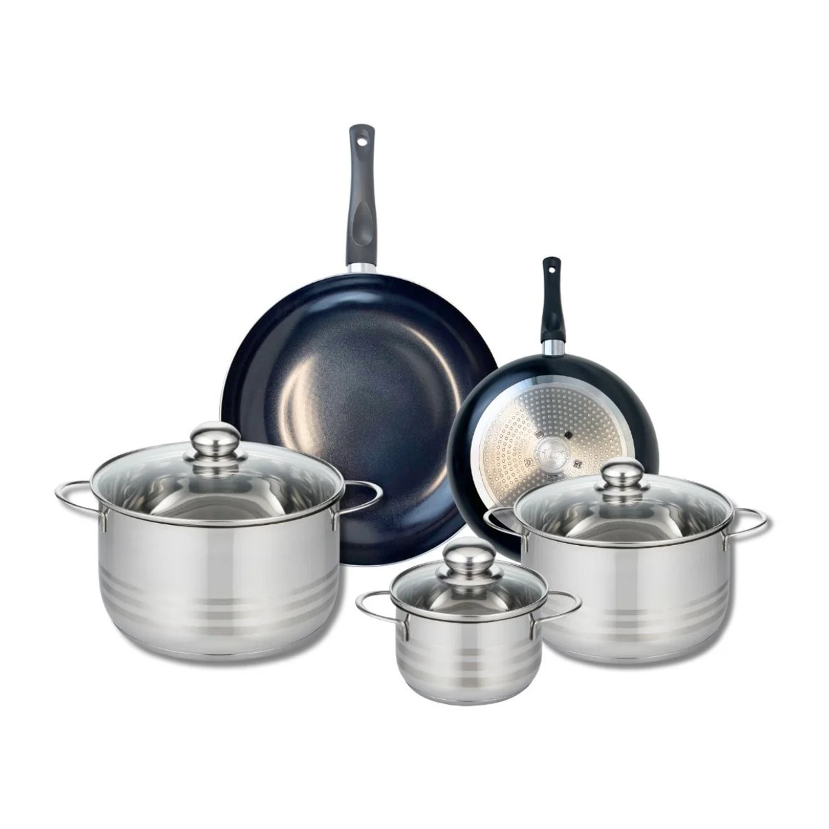 Ensemble de 2 Poêles de cuisson 20 et 28 cm et 3 faitouts 14, 20 et 24 cm Elo Prima Brillant