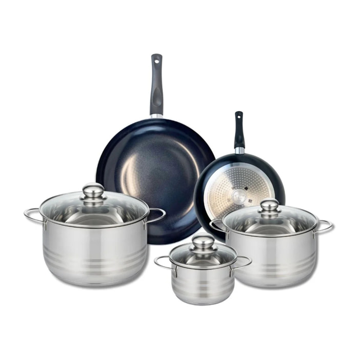 Ensemble de 2 Poêles de cuisson 20 et 28 cm et 3 faitouts 14, 20 et 24 cm Elo Prima Brillant
