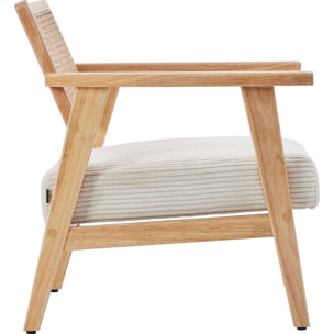 Fauteuil en velours côtelé et cannage - TIM